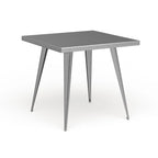 Table à manger carrée industrielle en métal, antique / grise / argentée, 4 places
