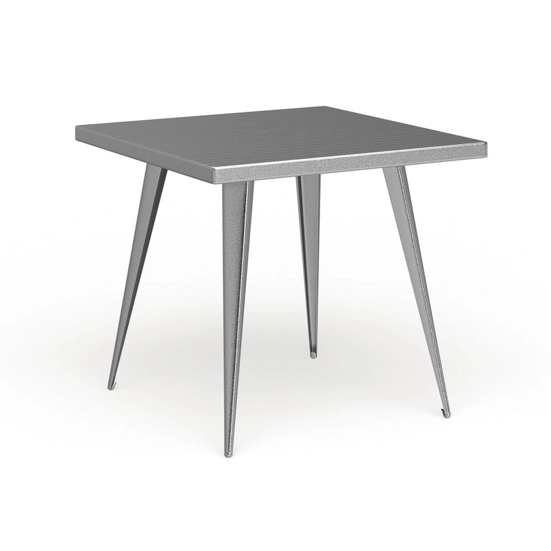 Table à manger carrée industrielle en métal, antique / grise / argentée, 4 places