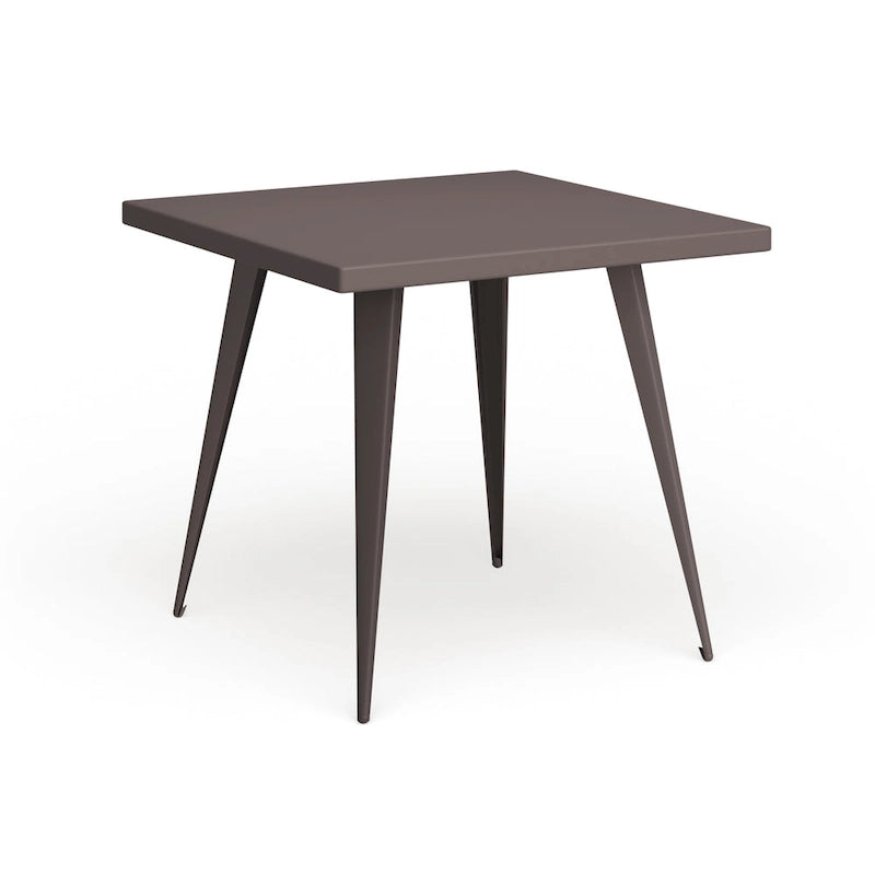 Table à manger carrée industrielle en métal, antique / grise / argentée, 4 places