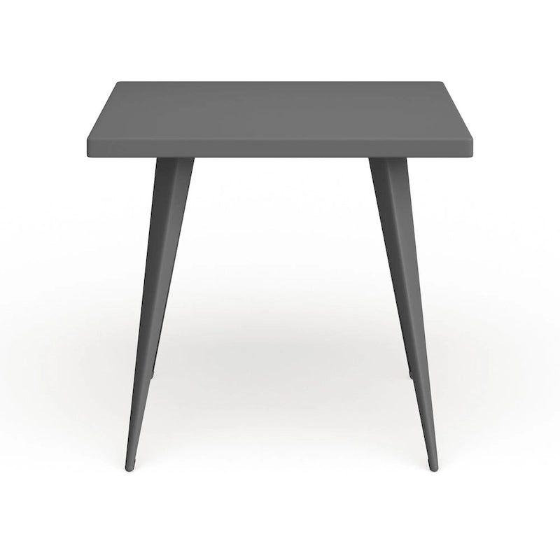 Table à manger carrée industrielle en métal, antique / grise / argentée, 4 places