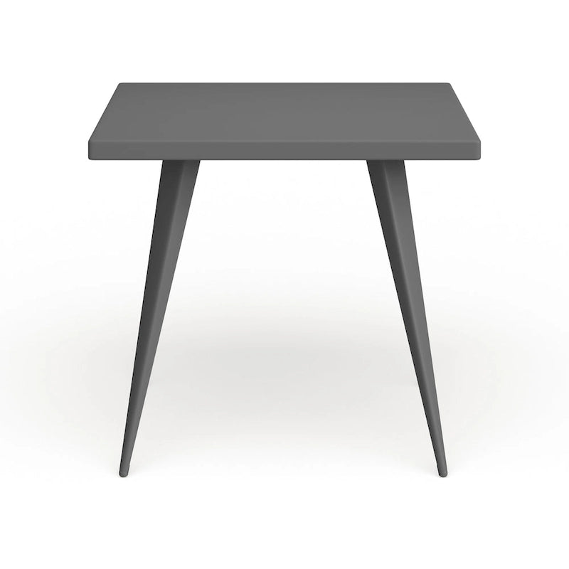 Table à manger carrée industrielle en métal, antique / grise / argentée, 4 places