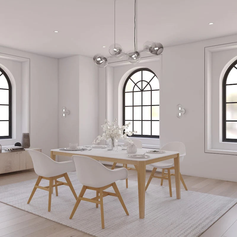 Table à manger d'intérieur noir et blanc – Pieds en bois d'eucalyptus, 2 tailles
