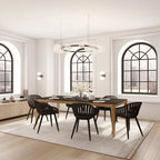 Table à manger d'intérieur noir et blanc – Pieds en bois d'eucalyptus, 2 tailles