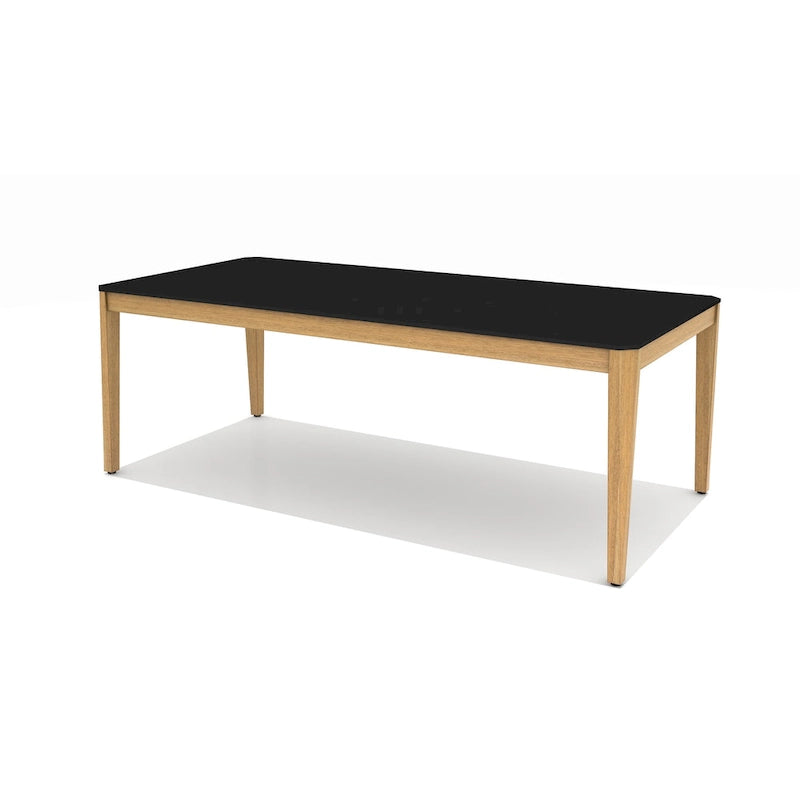 Table à manger d'intérieur noir et blanc – Pieds en bois d'eucalyptus, 2 tailles