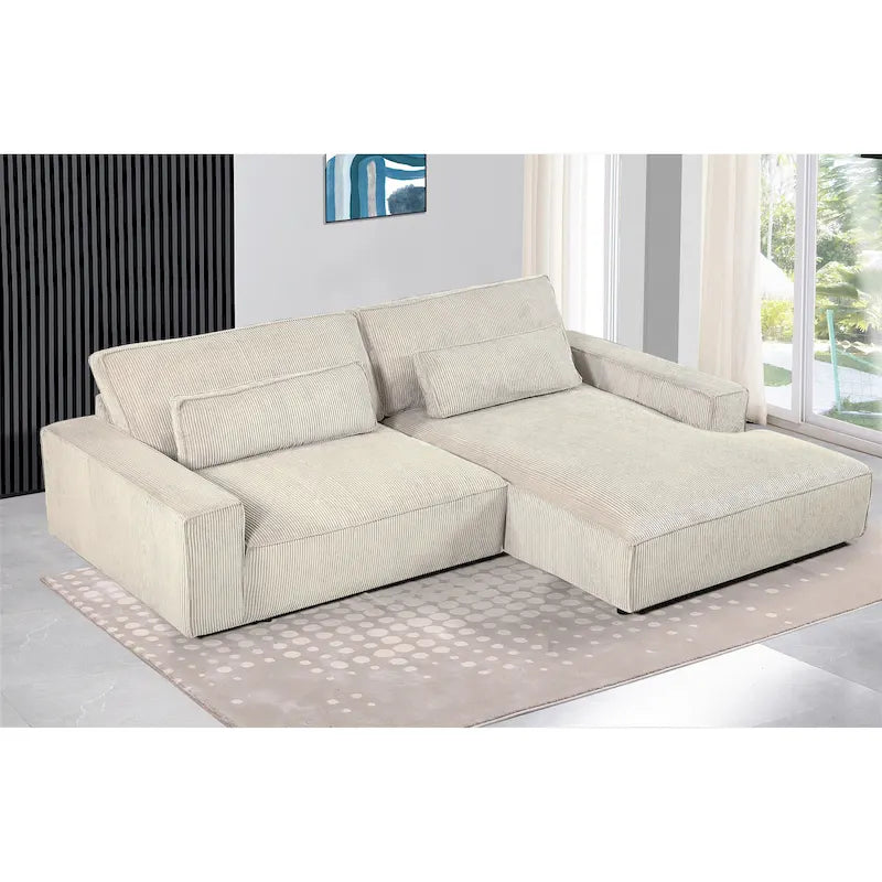 Canapé d'angle réversible de 268 cm – Côtelé, plusieurs coloris, 3-4 places