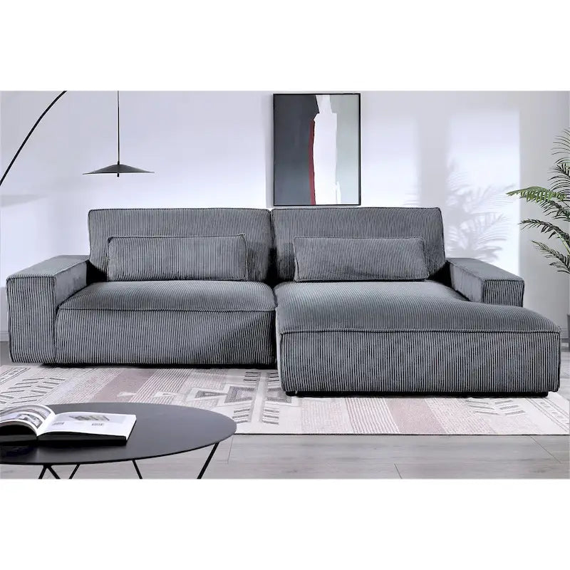 Canapé d'angle réversible de 268 cm – Côtelé, plusieurs coloris, 3-4 places
