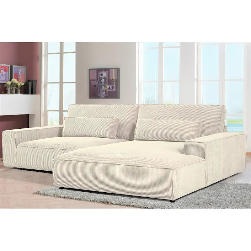 Canapé d'angle réversible de 268 cm – Côtelé, plusieurs coloris, 3-4 places