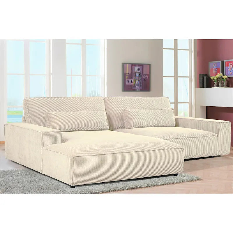 Canapé d'angle réversible de 268 cm – Côtelé, plusieurs coloris, 3-4 places