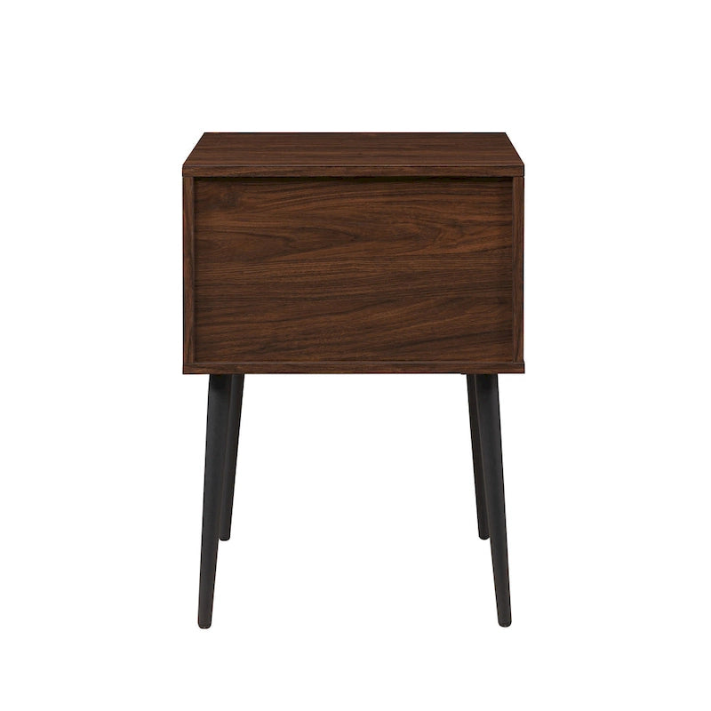 Table d'appoint moderne pour 1 personne avec tiroir et compartiment ouvert en noyer foncé/gris ardoise