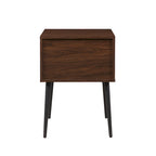 Table d'appoint moderne pour 1 personne avec tiroir et compartiment ouvert en noyer foncé/gris ardoise