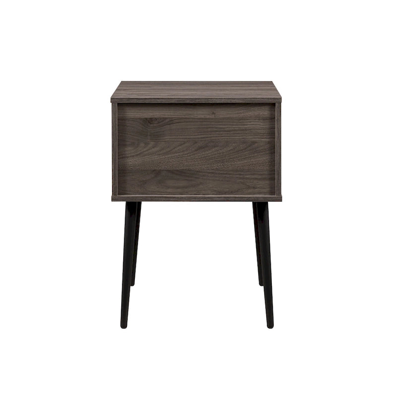 Table d'appoint moderne pour 1 personne avec tiroir et compartiment ouvert en noyer foncé/gris ardoise
