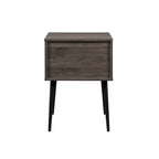 Table d'appoint moderne pour 1 personne avec tiroir et compartiment ouvert en noyer foncé/gris ardoise