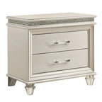 Ensemble de 2 tables de nuit et commode à 8 tiroirs Pearl White Glam