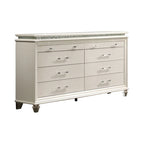 Ensemble de 2 tables de nuit et commode à 8 tiroirs Pearl White Glam