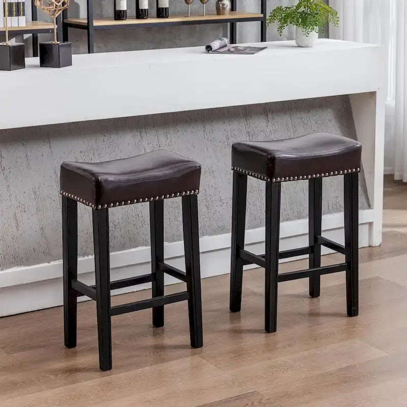 Tabouret de bar sans dossier 29", Marron / Gris / Noir, Similicuir, Individuel