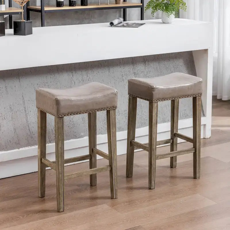 Tabouret de bar sans dossier 29", Marron / Gris / Noir, Similicuir, Individuel