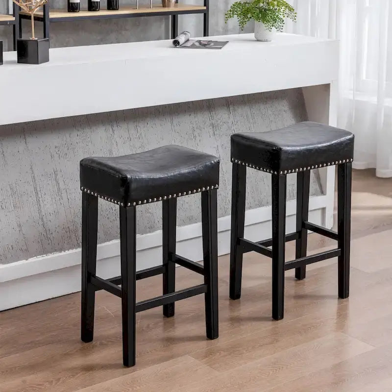 Tabouret de bar sans dossier 29", Marron / Gris / Noir, Similicuir, Individuel