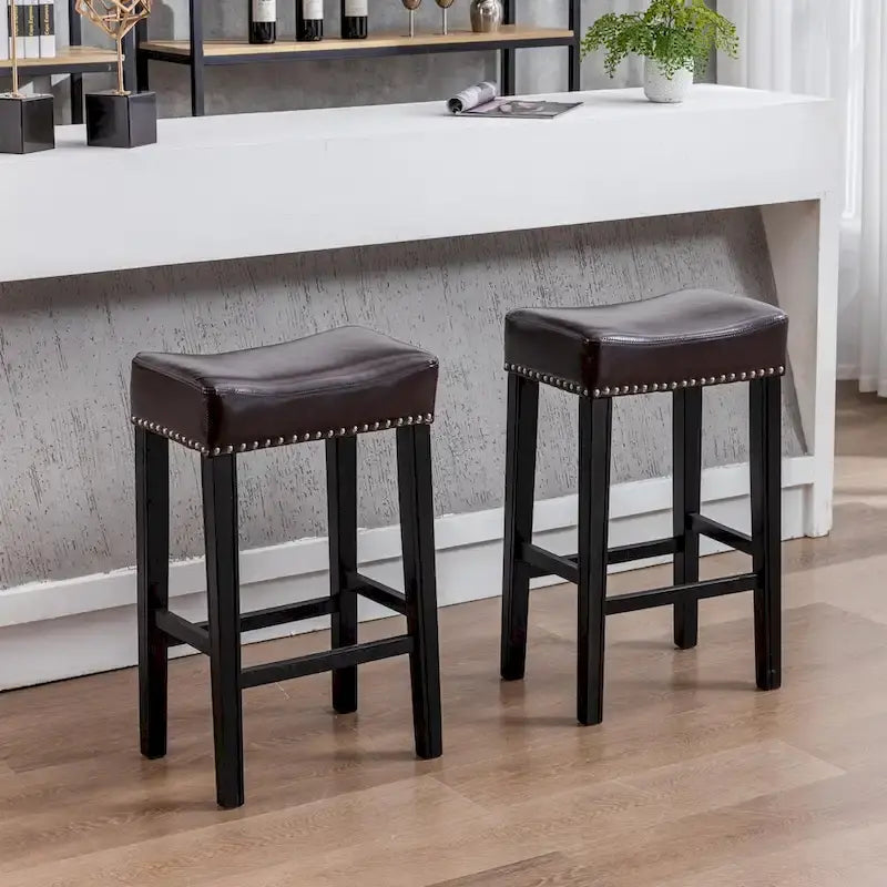 Tabouret de bar sans dossier 29", Marron / Gris / Noir, Similicuir, Individuel