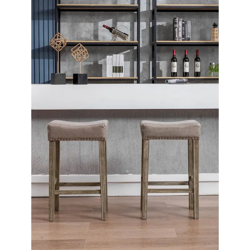 Tabouret de bar sans dossier 29", Marron / Gris / Noir, Similicuir, Individuel