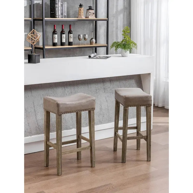 Tabouret de bar sans dossier 29", Marron / Gris / Noir, Similicuir, Individuel