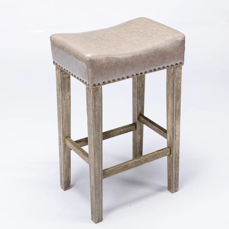 Tabouret de bar sans dossier 29", Marron / Gris / Noir, Similicuir, Individuel