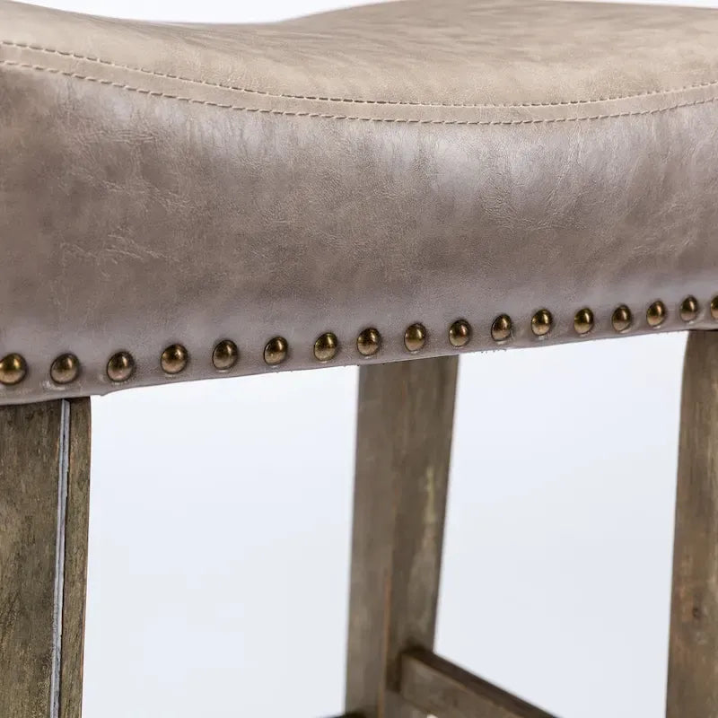 Tabouret de bar sans dossier 29", Marron / Gris / Noir, Similicuir, Individuel