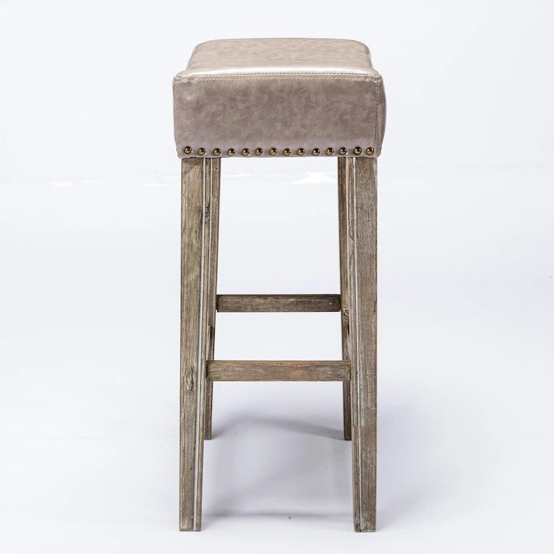Tabouret de bar sans dossier 29", Marron / Gris / Noir, Similicuir, Individuel