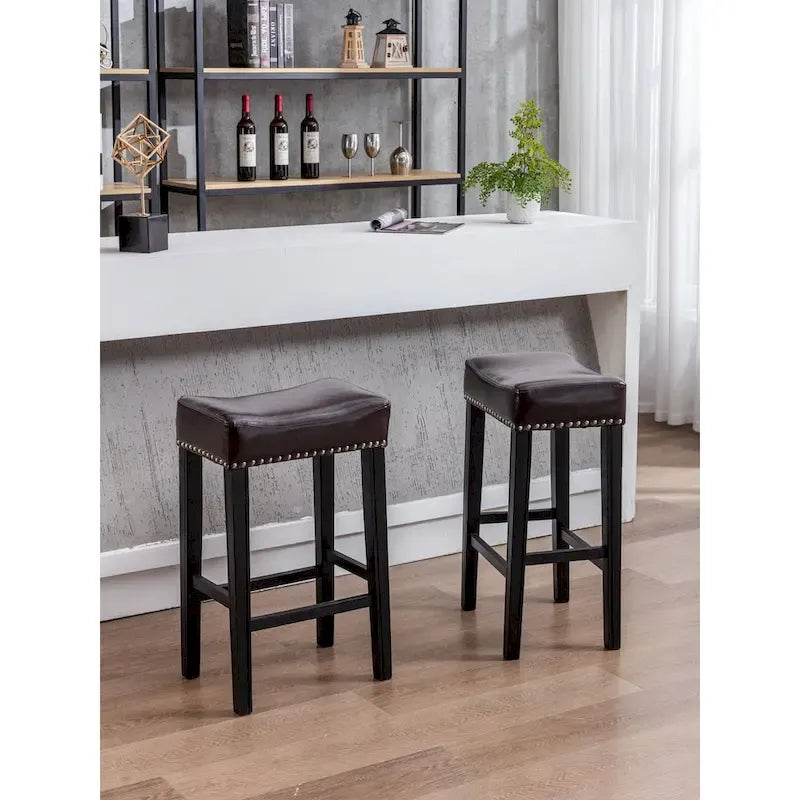 Tabouret de bar sans dossier 29", Marron / Gris / Noir, Similicuir, Individuel