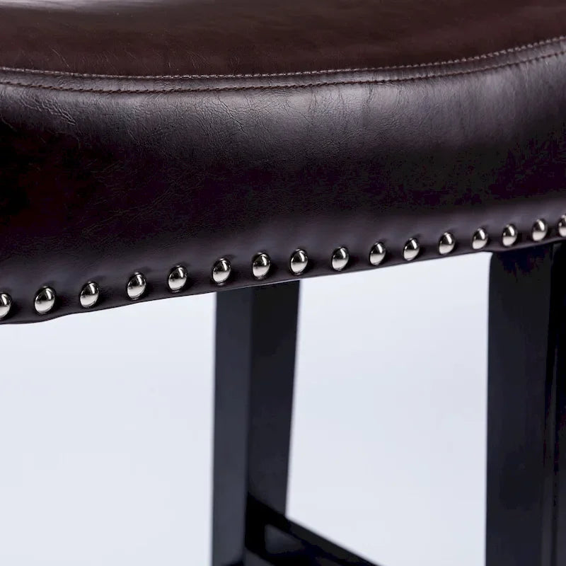 Tabouret de bar sans dossier 29", Marron / Gris / Noir, Similicuir, Individuel