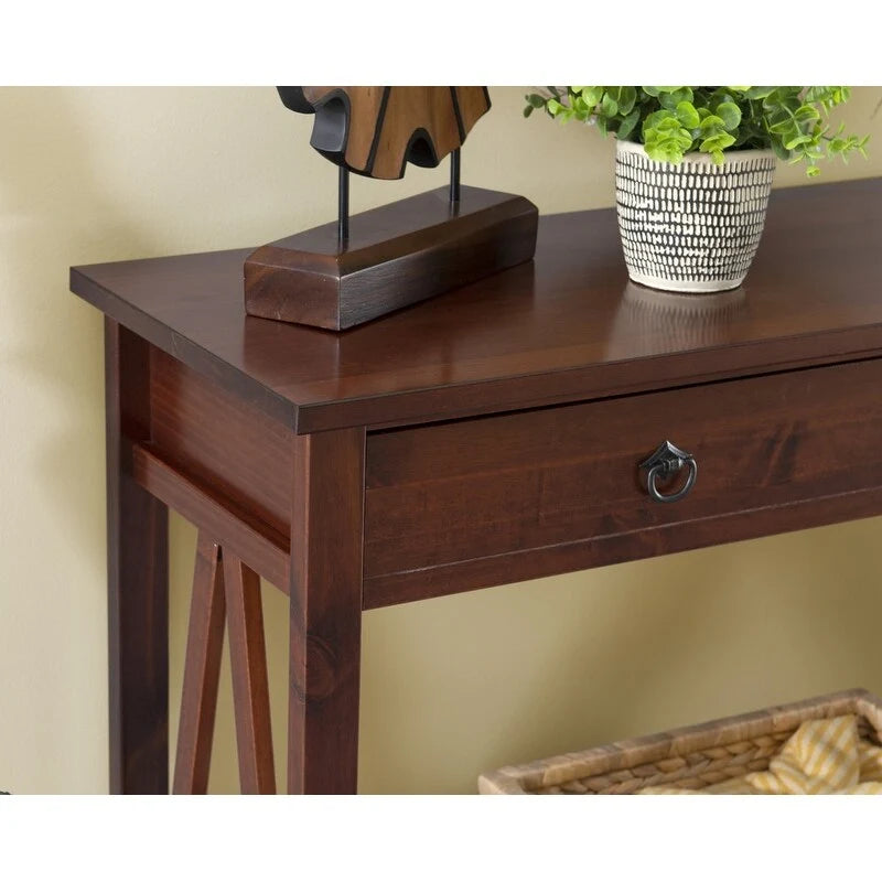 Console marron, un tiroir, 1 personne