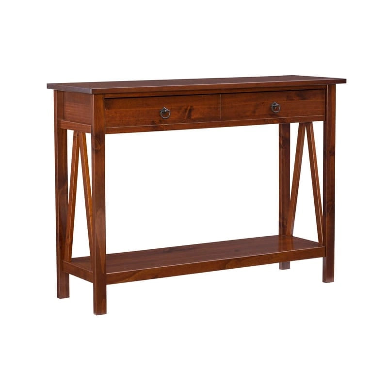 Console marron, un tiroir, 1 personne
