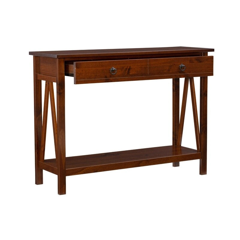 Console marron, un tiroir, 1 personne