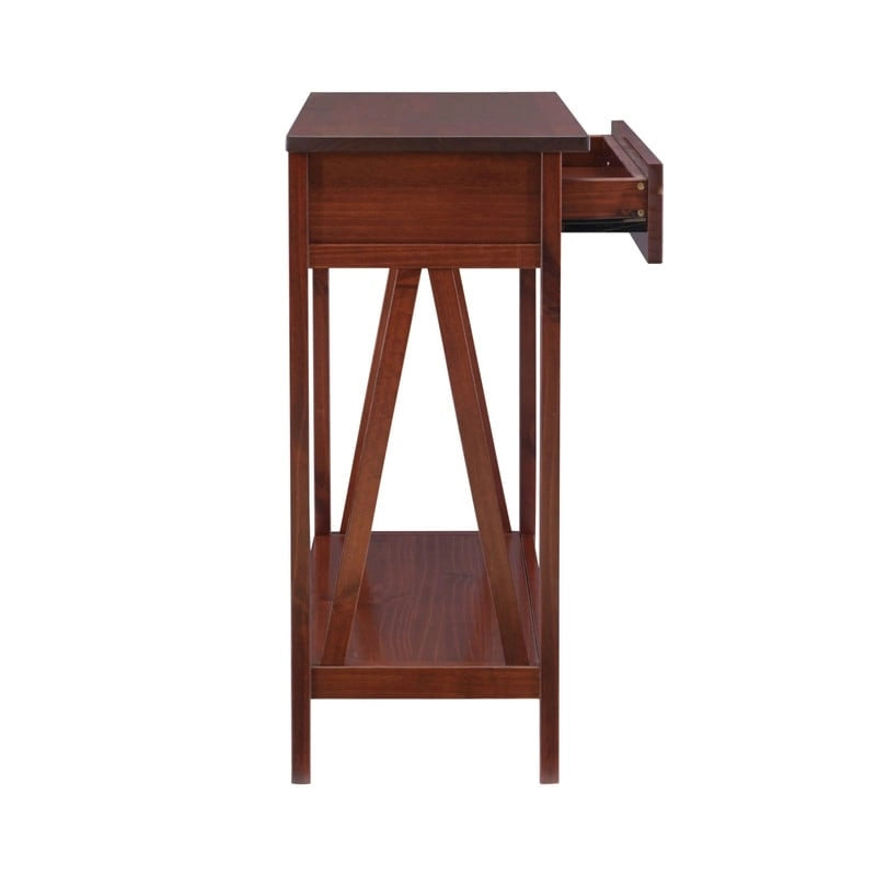 Console marron, un tiroir, 1 personne