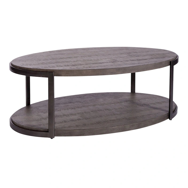 Table basse ovale Gauntlet Gray, bois et métal, 1 pièce