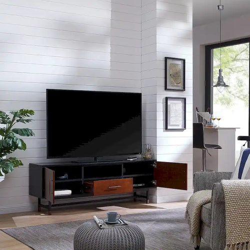Meuble TV 1 place, Érable noir et whisky, jusqu'à 61 po