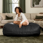 Pouffe surdimensionné en similicuir – Bronze / Beige / Bleu / Noyer / Noir / Chocolat, 1 place