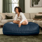 Pouffe surdimensionné en similicuir – Bronze / Beige / Bleu / Noyer / Noir / Chocolat, 1 place