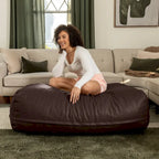 Pouffe surdimensionné en similicuir – Bronze / Beige / Bleu / Noyer / Noir / Chocolat, 1 place