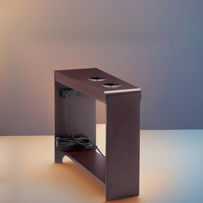 Table d'appoint à 2 niveaux avec station de charge, couleurs cerisier/expresso/noir/crème/blanc, pour 1 personne