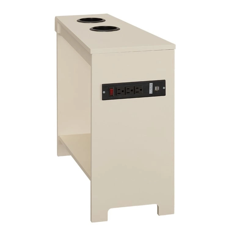 Table d'appoint à 2 niveaux avec station de charge, couleurs cerisier/expresso/noir/crème/blanc, pour 1 personne