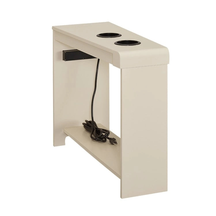 Table d'appoint à 2 niveaux avec station de charge, couleurs cerisier/expresso/noir/crème/blanc, pour 1 personne