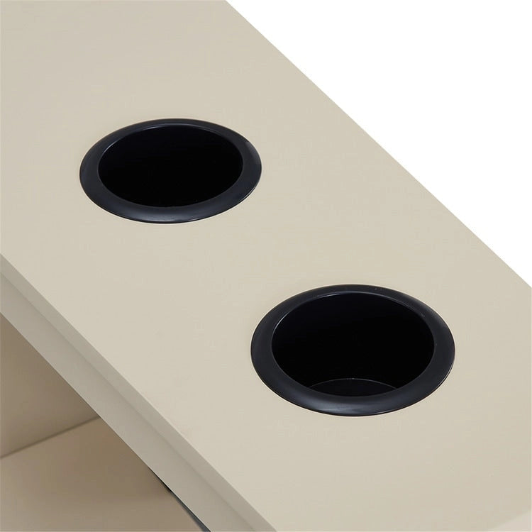 Table d'appoint à 2 niveaux avec station de charge, couleurs cerisier/expresso/noir/crème/blanc, pour 1 personne