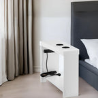 Table d'appoint à 2 niveaux avec station de charge, couleurs cerisier/expresso/noir/crème/blanc, pour 1 personne