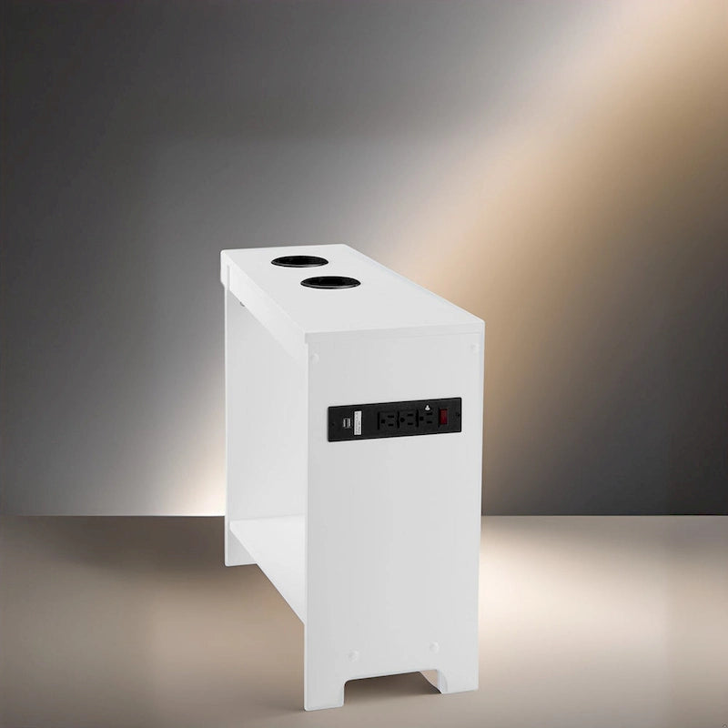 Table d'appoint à 2 niveaux avec station de charge, couleurs cerisier/expresso/noir/crème/blanc, pour 1 personne
