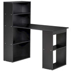 Bureau d'ordinateur noir avec bibliothèque 6 niveaux, 1 personne