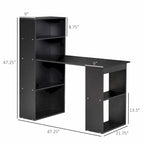 Bureau d'ordinateur noir avec bibliothèque 6 niveaux, 1 personne