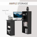 Bureau d'ordinateur noir avec bibliothèque 6 niveaux, 1 personne