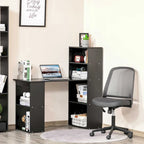 Bureau d'ordinateur noir avec bibliothèque 6 niveaux, 1 personne