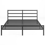 Lit plateforme King Size en métal noir avec tête de lit ondulée, convient pour 1 matelas