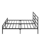 Lit plateforme King Size en métal noir avec tête de lit ondulée, convient pour 1 matelas
